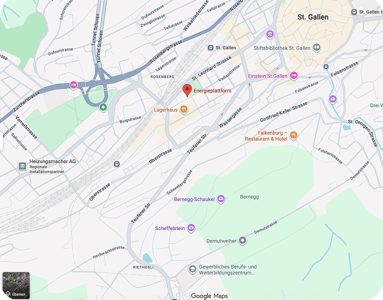 Standortkarte Energieplattform AG in St. Gallen